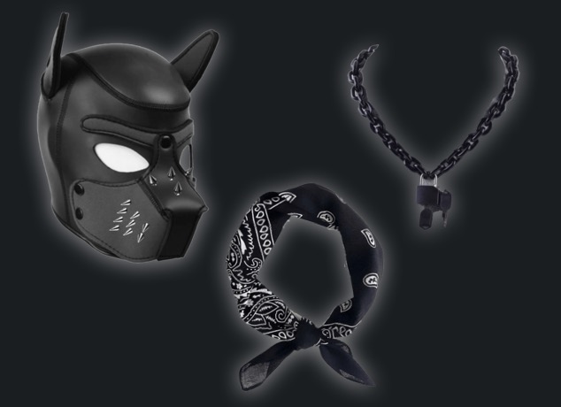 dark black emo pup play gear