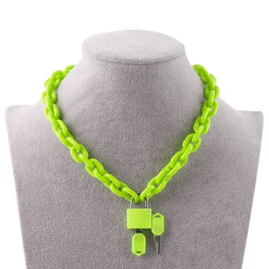 Puppy play padlock necklace in green