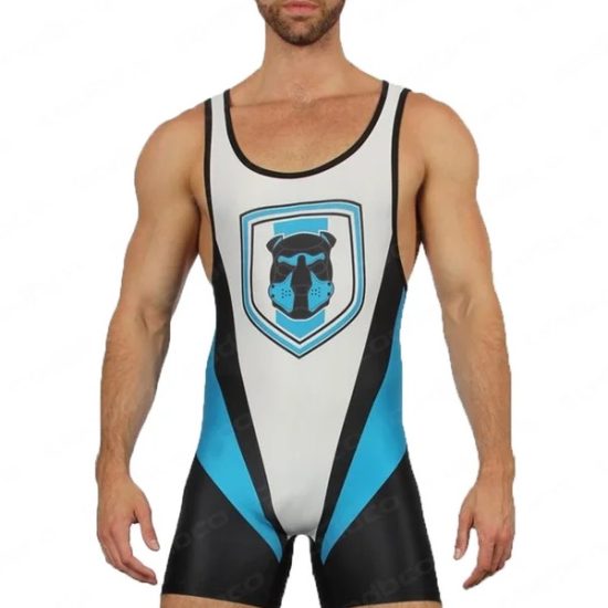 striped blue pup play singlet