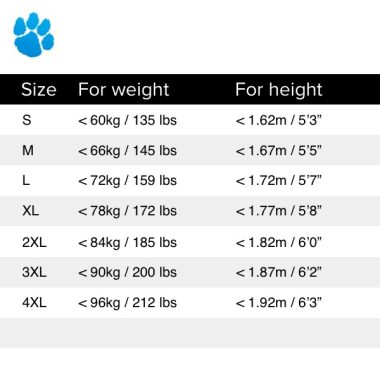 sizing chart pup play singlets