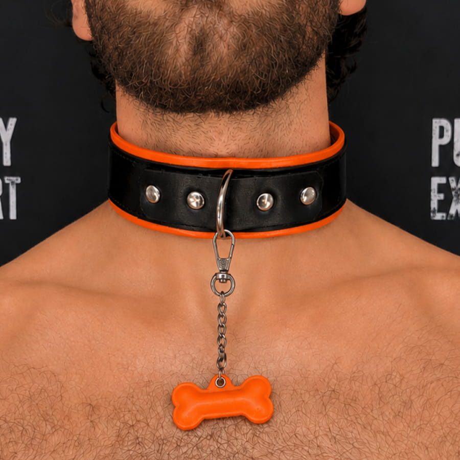 GB Leather Pup Play Collar – Blaze Orange