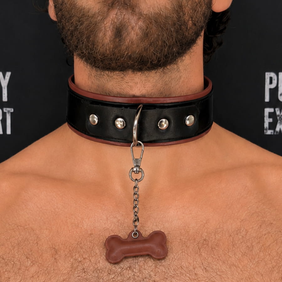 GB Leather Pup Play Collar – Chocolate Brown