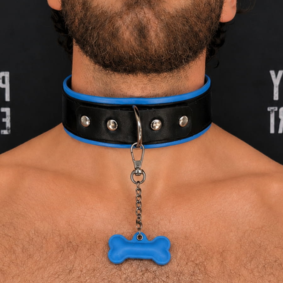 GB Leather Pup Play Collar – Sky Blue