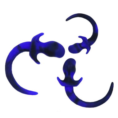 puppy tail plug of silicone material in dark blue