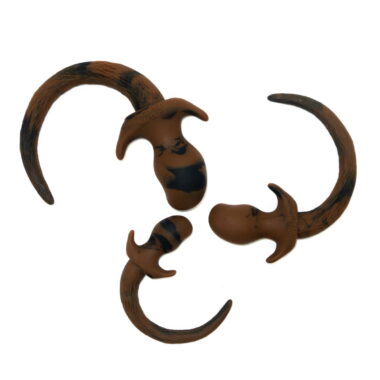 Brown puppy tail plug of silicone material