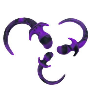 Deep Purple Puppy Play Tail Plug of silicone material