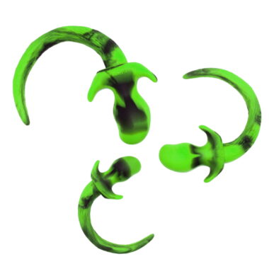 Neon Lime Pup Butt Tail Plug of Silicone Material