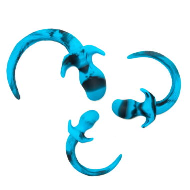 Sky blue pup play butt plug tail of silicone material