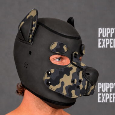 GB Neoprene Puppy Hood - Brown Camo round eyebrows
