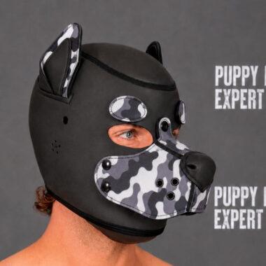 GB Neoprene Puppy Hood - Gray Camo round eyebrows