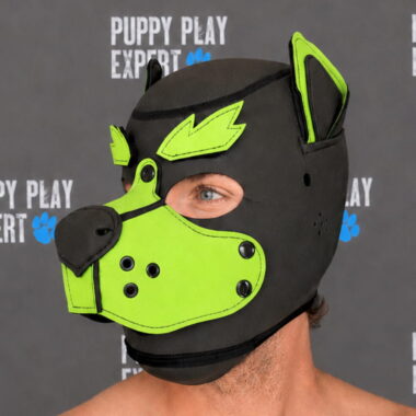GB Neoprene Puppy Hood - Light Green bushy eyebrows