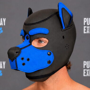 royal blue neoprene puppy play hood