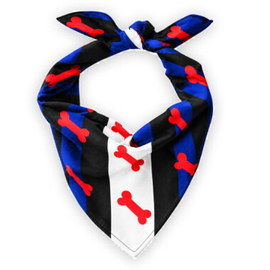 pup play pride bones design on a bandana